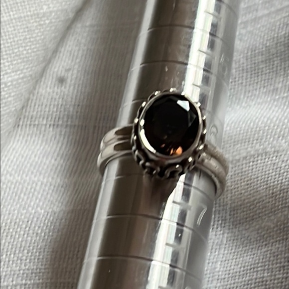 Smokey Quartz sterling ring Bali 6.5 - Picture 1 of 4